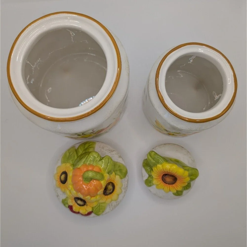 Spectrum Designz Farmwood Valley Fall Harvest Canister Set Sunflowers Pumpkins